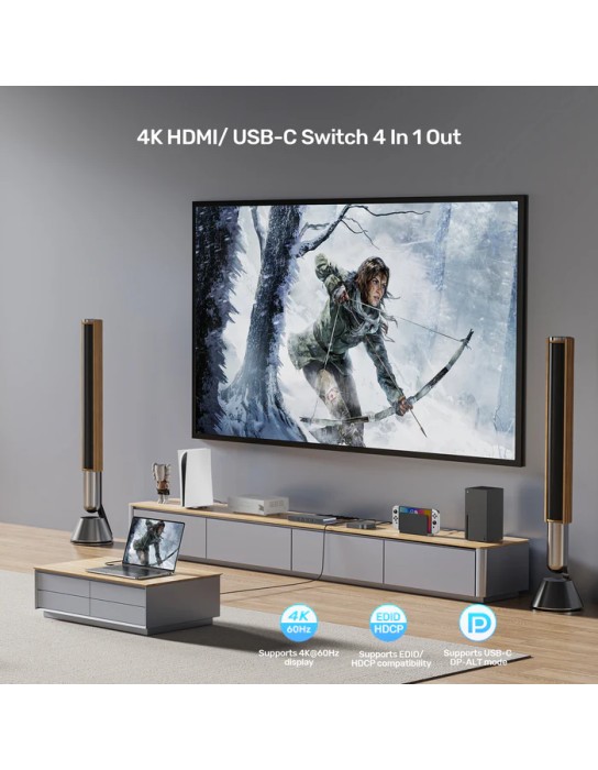 Unitek HDMI/USB-C Switch 4K 4in (2xHDMI + 2xUSB-C) 1xHDMI Out V1313A