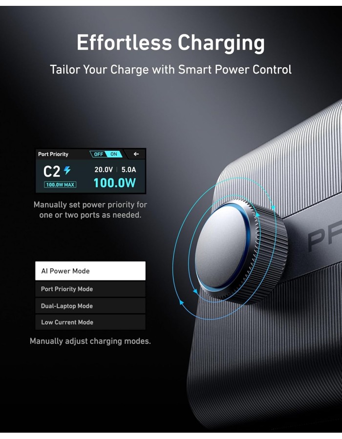Anker Prime 250W USB C Charger, Ultra-Fast 6-Port GaN Charging Station, 2.26" LCD Display and Smart Control Dial Black Anker Prime 250W USB C Charger, Ultra-Fast 6-Port GaN Charging Station, 2.26" LCD Display and Smart Control Dial Black