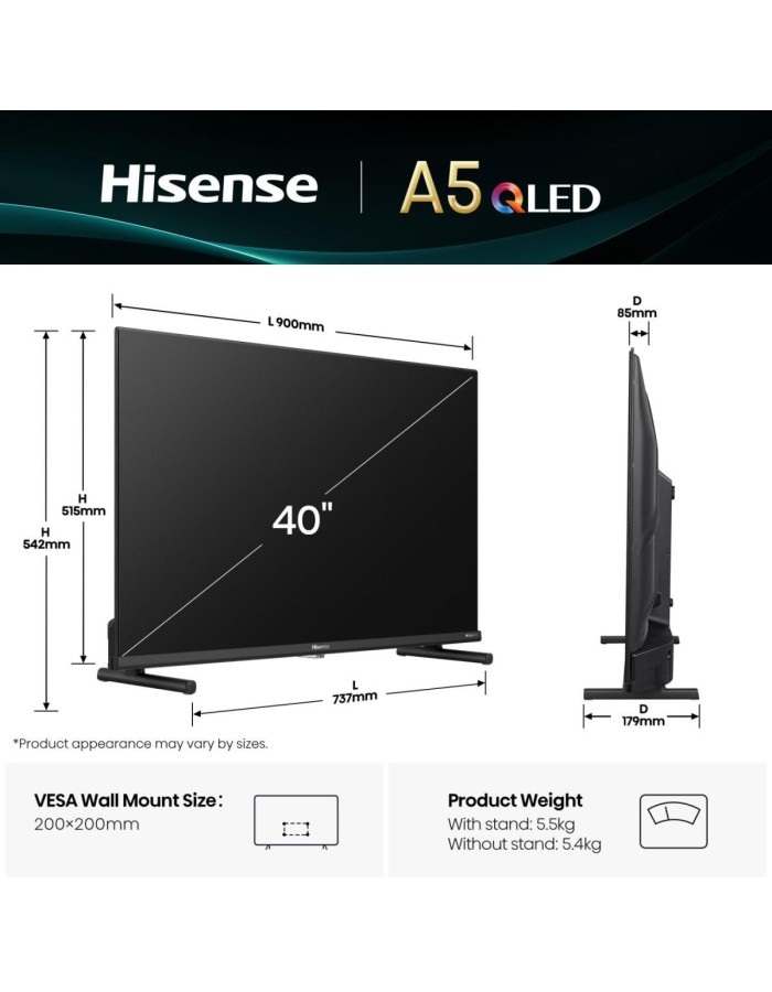 Hisense 40A5Q 40'' Full HD Smart QLED TV Hisense 40A5Q 40'' Full HD Smart QLED TV