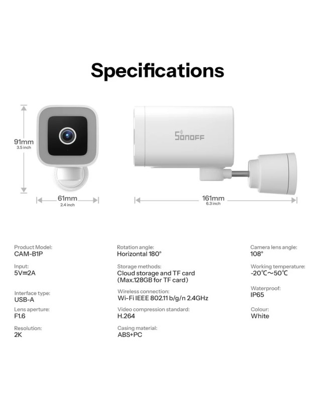 Sonoff Smart WiFi IP Security Camera CAM-B1P
