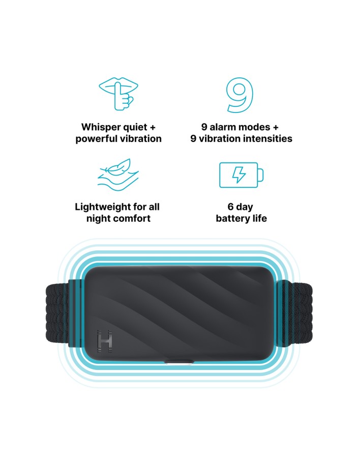HoMedics WAKEBAND Black Vibrating Alarm Wristband for a Gentle Wakeup