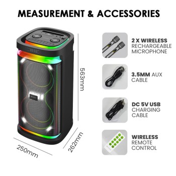 SonicGear Portable Karaoke Speaker 2 x 6.5'' BT/USB/RGB 2x Mics Audiobox BBX1300 SonicGear Portable Karaoke Speaker 2 x 6.5'' BT/USB/RGB 2x Mics Audiobox BBX1300