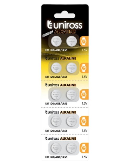 Uniross Alkaline-Coin LR1120 AG8 LR55 Battery (10pack) Uniross Alkaline-Coin LR1120 AG8 LR55 Battery (10pack)