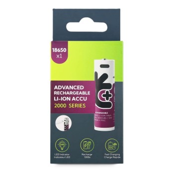Uniross USB-C Rechargeable 18650 Lithium Battery 2000mah (1pc)