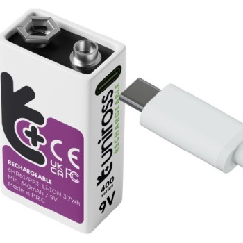Uniross USB-C Rechargeable Lithium 9V Battery 400mah (1pc)