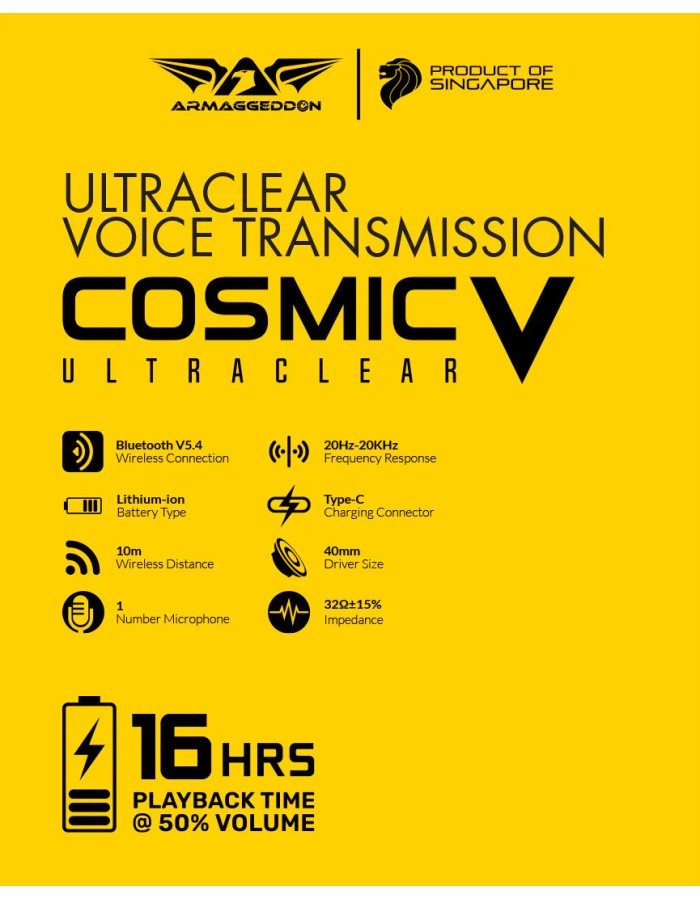 Armaggeddon COSMIC-V Gaming Headset USB+3.5mm+2.4G+BT PU Leather Ultraclear Black