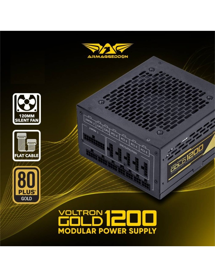 Armaggeddon Gaming PSU 1200W Modular & Certified 80+ VOLTRON GOLD 1200 Black Armaggeddon Gaming PSU 1200W Modular & Certified 80+ VOLTRON GOLD 1200 Black