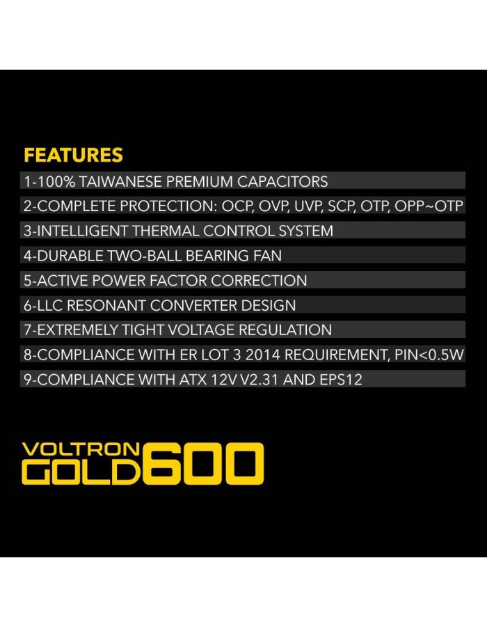 Armaggeddon Gaming PSU 600W Modular & Certified 80+ VOLTRON GOLD 600 Black Armaggeddon Gaming PSU 600W Modular & Certified 80+ VOLTRON GOLD 600 Black
