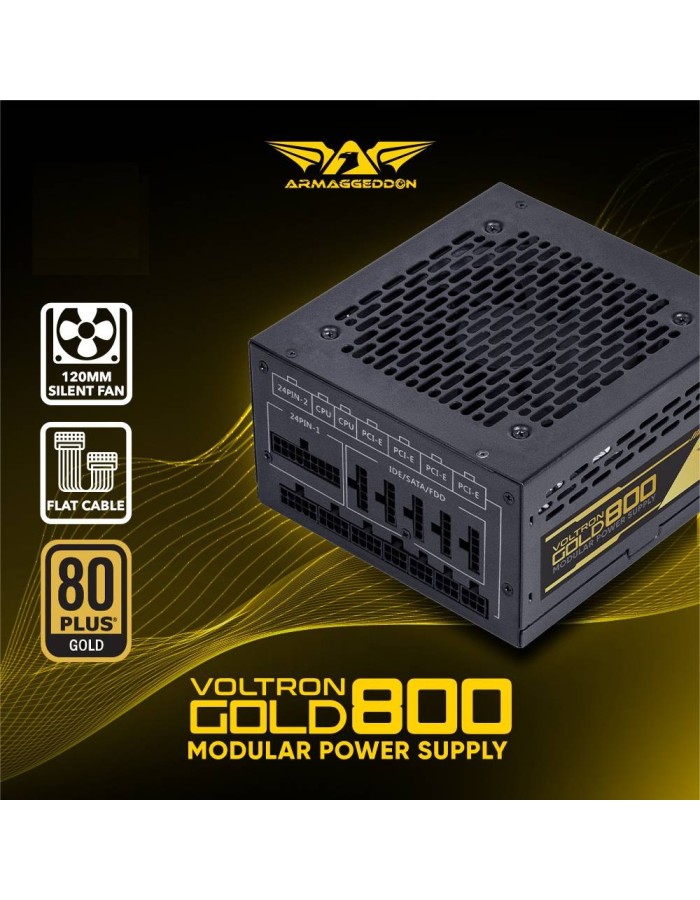 Armaggeddon VOLTRON GOLD 800 Gaming PSU 800W Modular & Certified 80+ Black