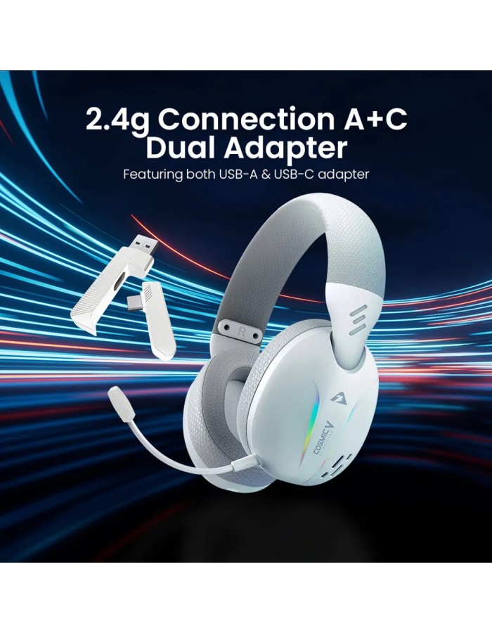 Armaggeddon COSMIC-V Gaming Headset USB+3.5mm+2.4G+BT PU Leather Ultraclear Black