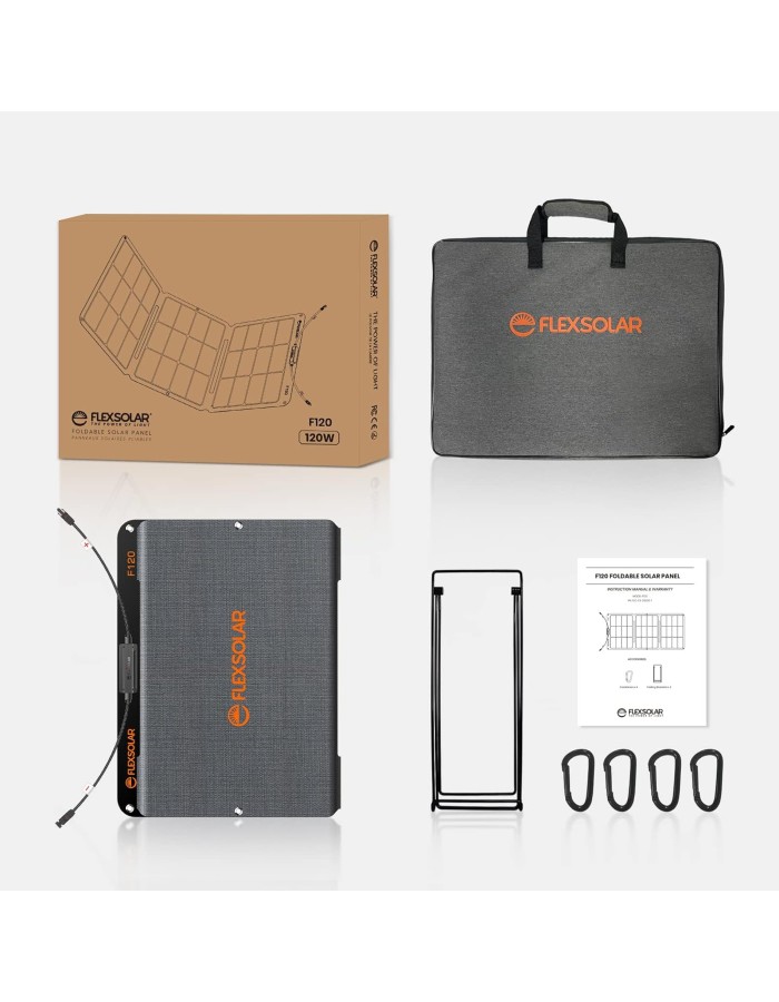 FlexSolar 120W Universal Portable & Foldable IP68 Solar Panel