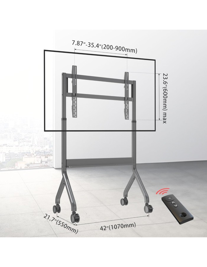 NBMounts P150 Motorized Trolley Adjustable up to 1.5m VESA 90x60 up to 90'' & 68kg