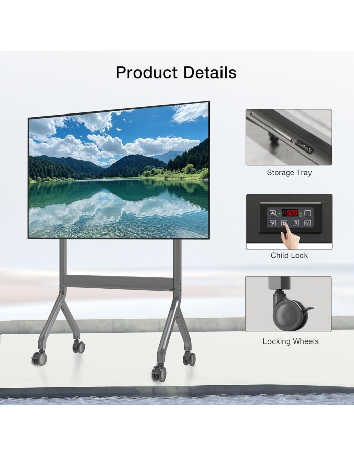 NBMounts P150 Motorized Trolley Adjustable up to 1.5m VESA 90x60 up to 90'' & 68kg