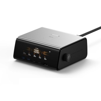 EcoFlow RAPID Pro Desktop Charger 320W - Can Charge 6 devices at once including RAPID Pro Powerbanks in 20mins - LCD Display & APP Control