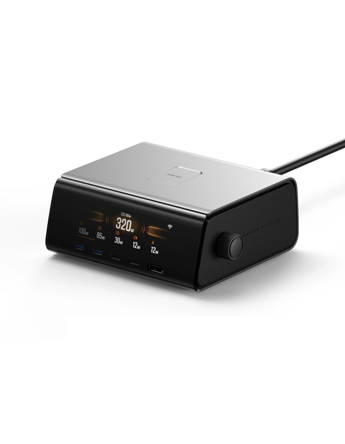 EcoFlow RAPID Pro Desktop Charger 320W - Can Charge 6 devices at once including RAPID Pro Powerbanks in 20mins - LCD Display & APP Control