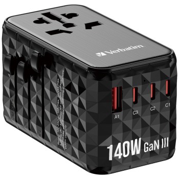 Verbatim Charger Travel Adapter World to World GAN III 140W 2xC 2xA UTA-10