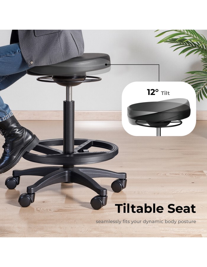 Lumivida Office Stool Ergonomic with Height Adjustale Faux Leather Upholstered Seat CH04-12 Lumivida Office Stool Ergonomic with Height Adjustale Faux Leather Upholstered Seat CH04-12