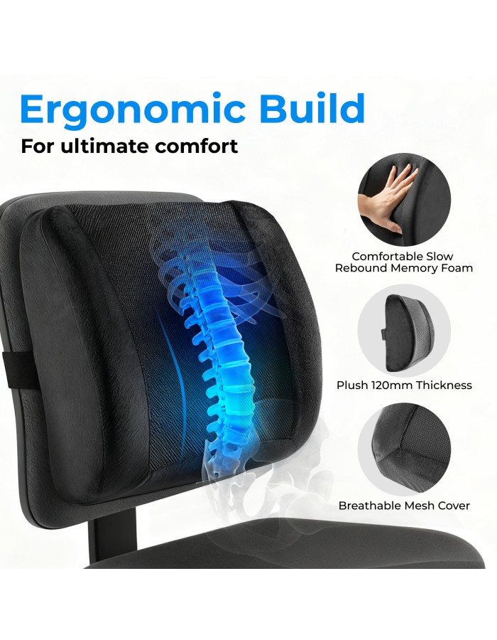 Lumivida Ergonomic Lumbar Support Cushion with Memory Foam & Mesh Cover RLC01-1 Lumivida Ergonomic Lumbar Support Cushion with Memory Foam & Mesh Cover RLC01-1