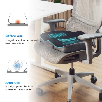 Lumivida Ergonomic Seat Cushion for Tailbone with Memory Foam & Anti-Slip Bottom RSC01-1