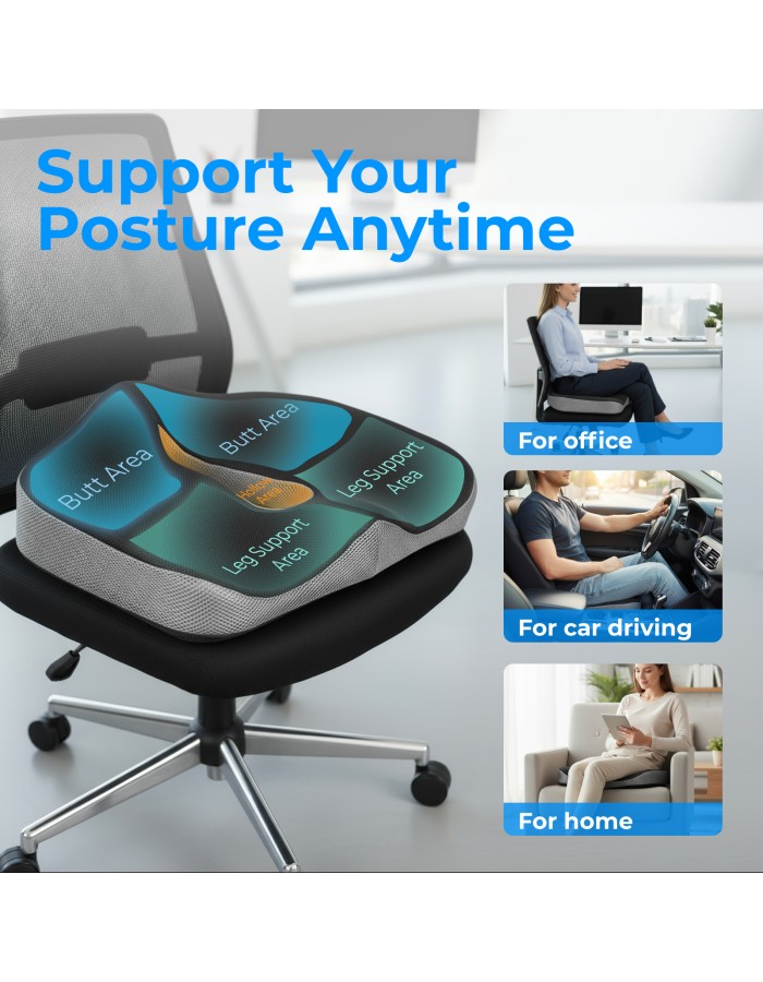 Lumivida Ergonomic Seat Cushion for Tailbone with Memory Foam & Anti-Slip Bottom RSC01-1 Lumivida Ergonomic Seat Cushion for Tailbone with Memory Foam & Anti-Slip Bottom RSC01-1