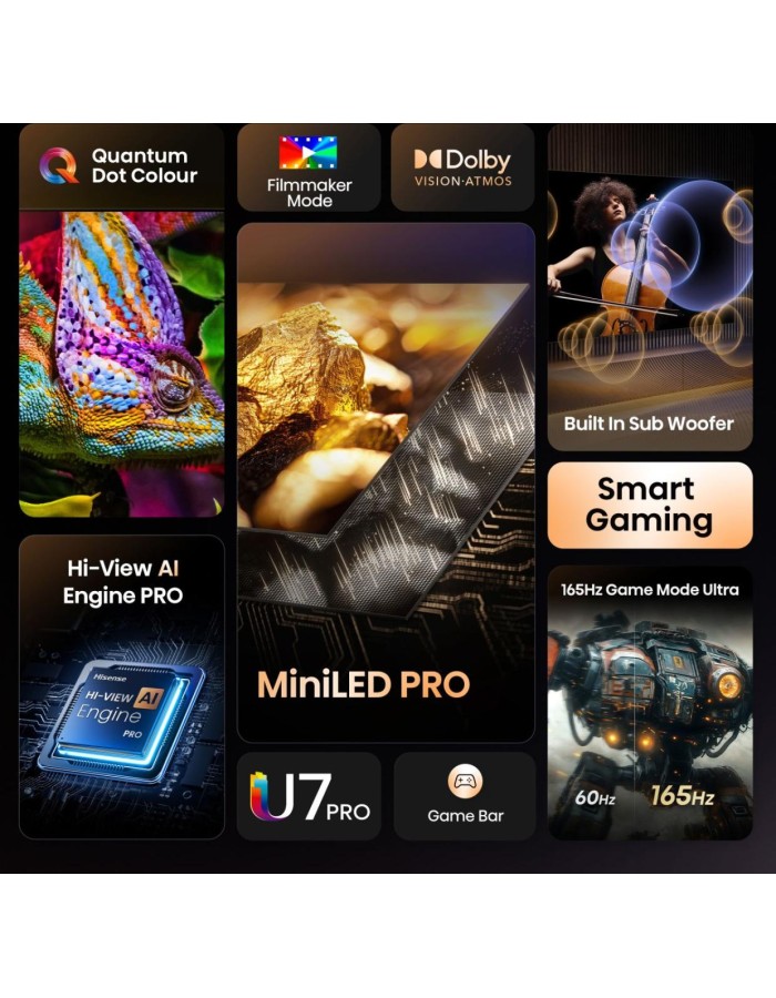 Hisense 85U7Q PRO 85'' 4K Smart QLED MINI LED 165hz TV
