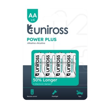 Uniross Alkaline AA Power Plus Batteries 4 Pcs (New)