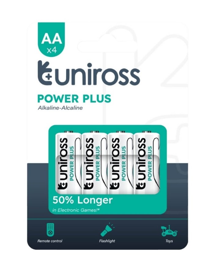 Uniross Alkaline AA Power Plus Batteries 4 Pcs (New) Uniross Alkaline AA Power Plus Batteries 4 Pcs (New)
