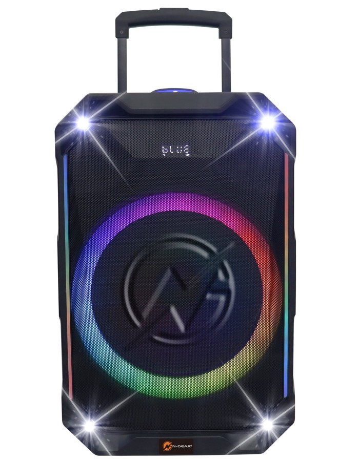 N-Gear FLASH1540 15'' Portable Karaoke Speaker with 1x Wireless Mic LED Lights USB & BT