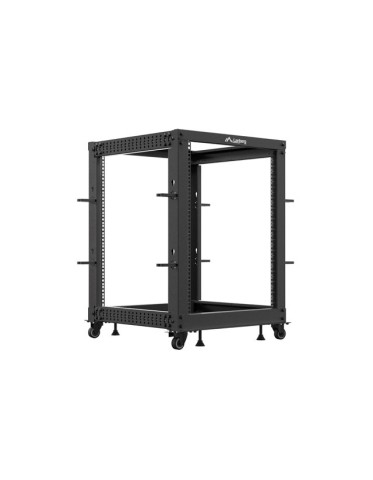 Lanberg Open Rack 19" 15U Adj.Depth 600-1000mm Black