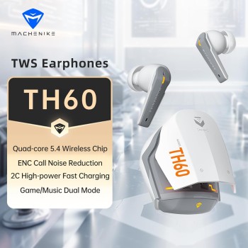Machenike TWS Earphones TH60 , Ultra-Low Latency, Active Noise Cancelling Mic, 36-Hour Battery Life, IPX5 , VR, Switch, Pc, Phone, White Machenike TWS Earphones TH60 , Ultra-Low Latency, Active Noise Cancelling Mic, 36-Hour Battery Life, IPX5 , VR, Switch, Pc, Phone, White