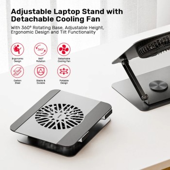 Unitek OT1098A Laptop Stand with 360 Rotation & Detachable Cooling Fan Unitek OT1098A Laptop Stand with 360 Rotation & Detachable Cooling Fan