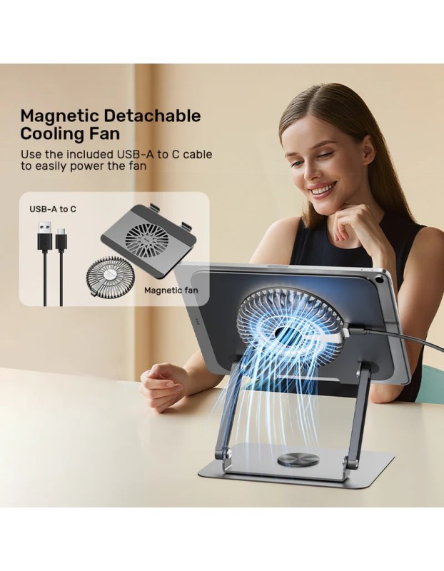 Unitek OT1098A Laptop Stand with 360 Rotation & Detachable Cooling Fan Unitek OT1098A Laptop Stand with 360 Rotation & Detachable Cooling Fan