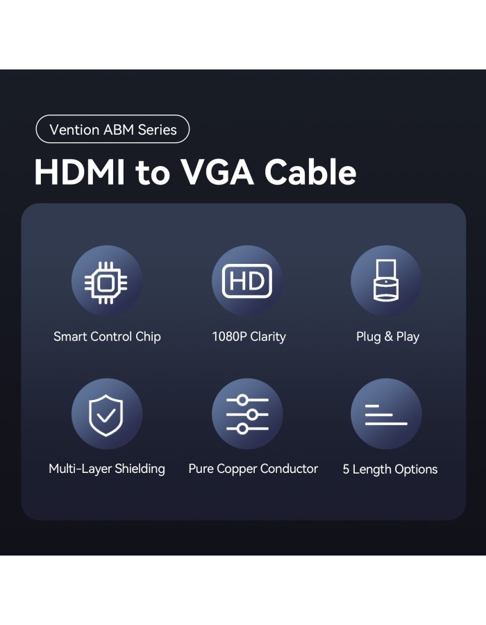 Vention HDMI-A Male to VGA Male Cable 3.0m Black ABMBI