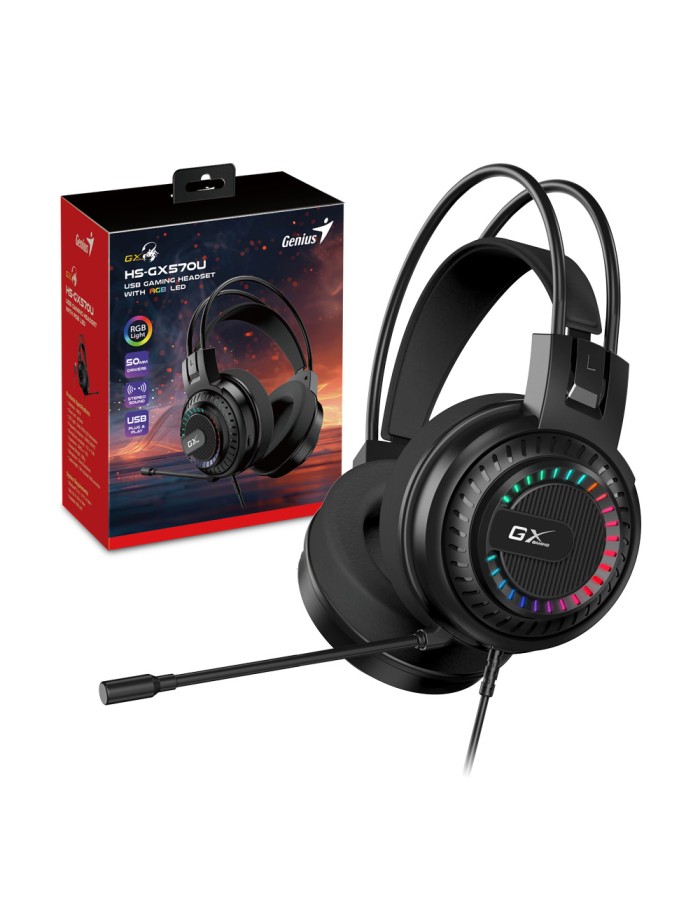 Genius Gaming Headset USB RGB Stereo 50mm HS-GX570U Genius Gaming Headset USB RGB Stereo 50mm HS-GX570U