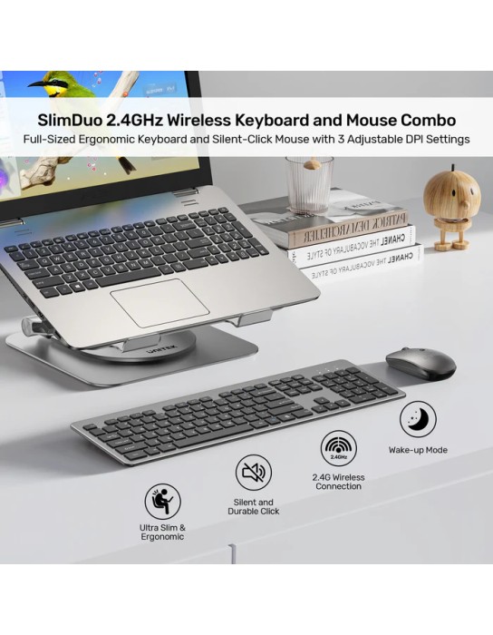 Unitek IT Keyboard & Mouse Combo Wireless 2.4GHz English SlimDuo T054 Space Grey Unitek IT Keyboard & Mouse Combo Wireless 2.4GHz English SlimDuo T054 Space Grey