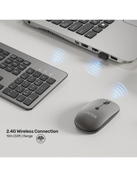 Unitek IT Keyboard & Mouse Combo Wireless 2.4GHz English SlimDuo T054 Space Grey Unitek IT Keyboard & Mouse Combo Wireless 2.4GHz English SlimDuo T054 Space Grey