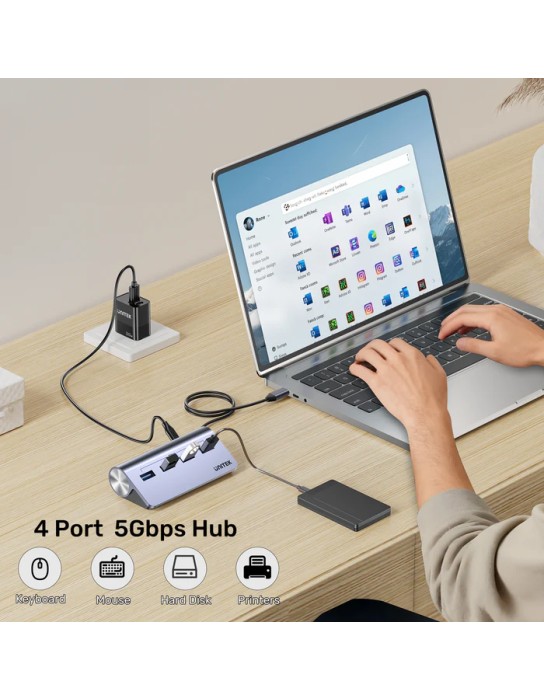 Unitek USB-C Hub 4xUSB-A 5Gbps & USB-C Power Port & 80cm Cable H1337B Unitek USB-C Hub 4xUSB-A 5Gbps & USB-C Power Port & 80cm Cable H1337B
