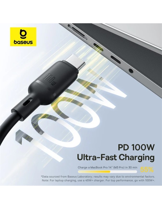 Baseus Cable 3in1 USB-C/Micro/Light to USB-C Silky One-for-Three 100W 1.5m Black Baseus Cable 3in1 USB-C/Micro/Light to USB-C Silky One-for-Three 100W 1.5m Black