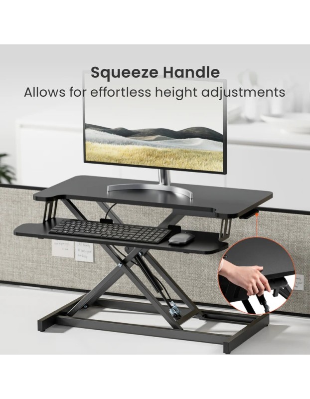 Brateck DWS37-01 Sit Stand Gas Spring Desk Workstation Max Height 51cm
