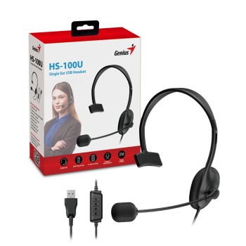 Genius PC Headset USB-A Single Ear & InLine Control HS-100U