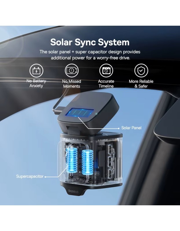 Baseus Car Dashcam Front 3K + Back 1080p Kit GPS+Solar PrimeTrip VD1 Black