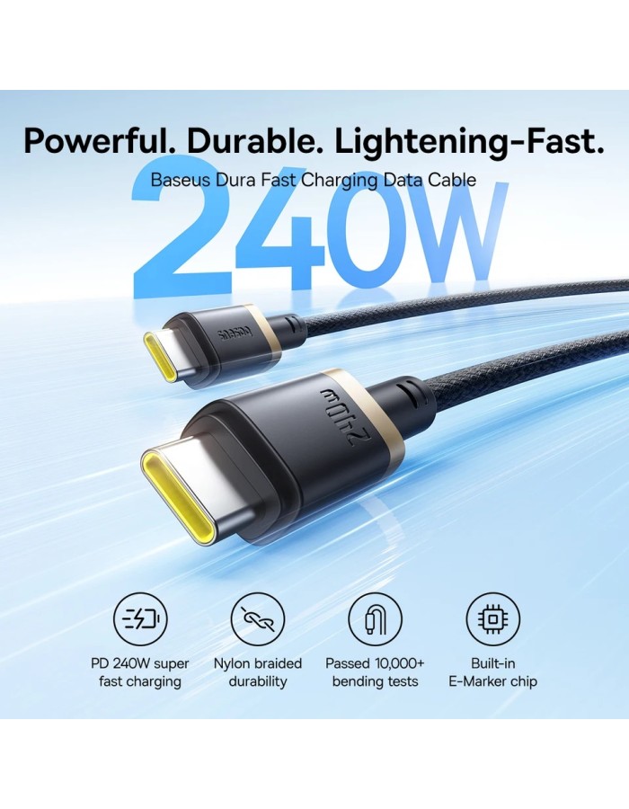 Baseus Cable USB-C to USB-C Dura Braided 1.0m 240W Black Baseus Cable USB-C to USB-C Dura Braided 1.0m 240W Black