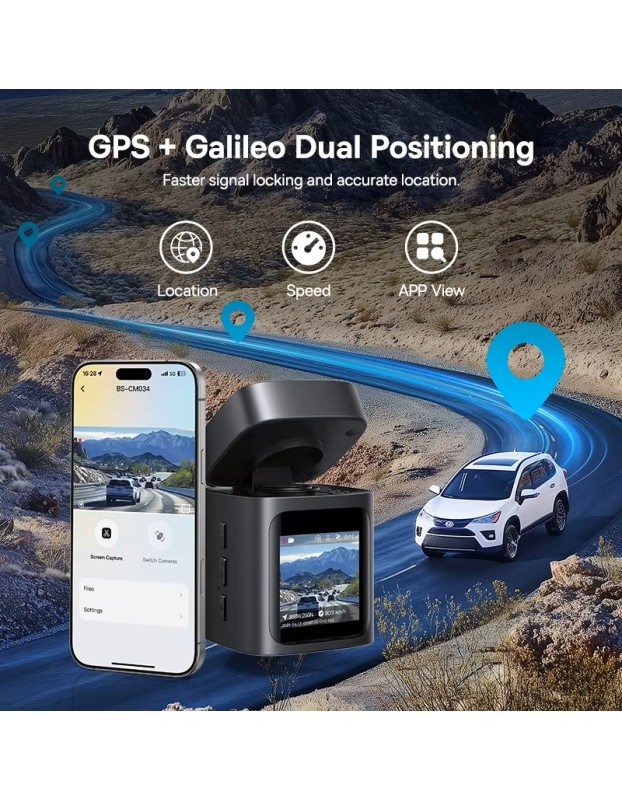 Baseus Car Dashcam Front 3K + Back 1080p Kit GPS+Solar PrimeTrip VD1 Black