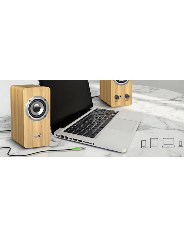 Genius PC Speakers 2.0 16W SP-HF400 Brown Wood