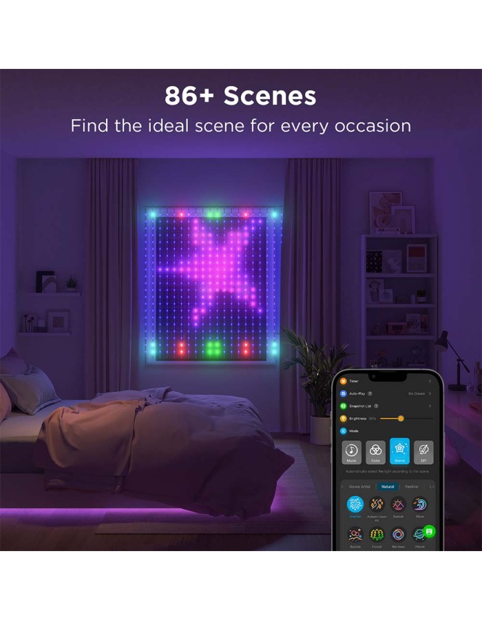 Govee LED Light Curtain Lights WiFi & BT RGBIC 1.5x1.5m IP65 (NETFLIX) Govee LED Light Curtain Lights WiFi & BT RGBIC 1.5x1.5m IP65 (NETFLIX)