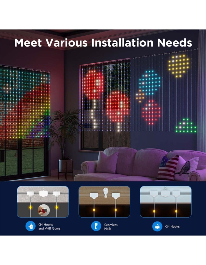 Govee LED Light Curtain Lights WiFi & BT RGBIC 1.5x1.5m IP65 (NETFLIX) Govee LED Light Curtain Lights WiFi & BT RGBIC 1.5x1.5m IP65 (NETFLIX)