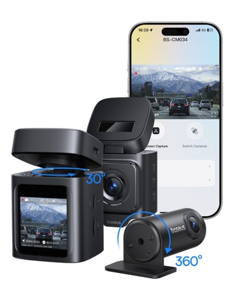 Baseus Car Dashcam Front 3K + Back 1080p Kit GPS+Solar PrimeTrip VD1 Black