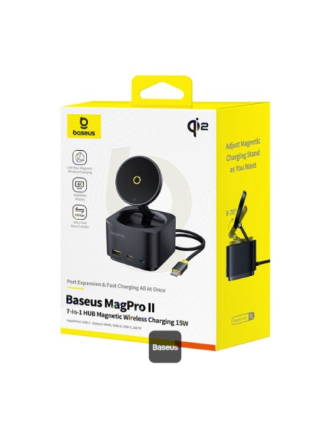 Baseus 7-in-1 USB Hub MagPro 15W 4K HDMI 2xUSB-A 1xUSB-C Card Reader PD100W Baseus 7-in-1 USB Hub MagPro 15W 4K HDMI 2xUSB-A 1xUSB-C Card Reader PD100W