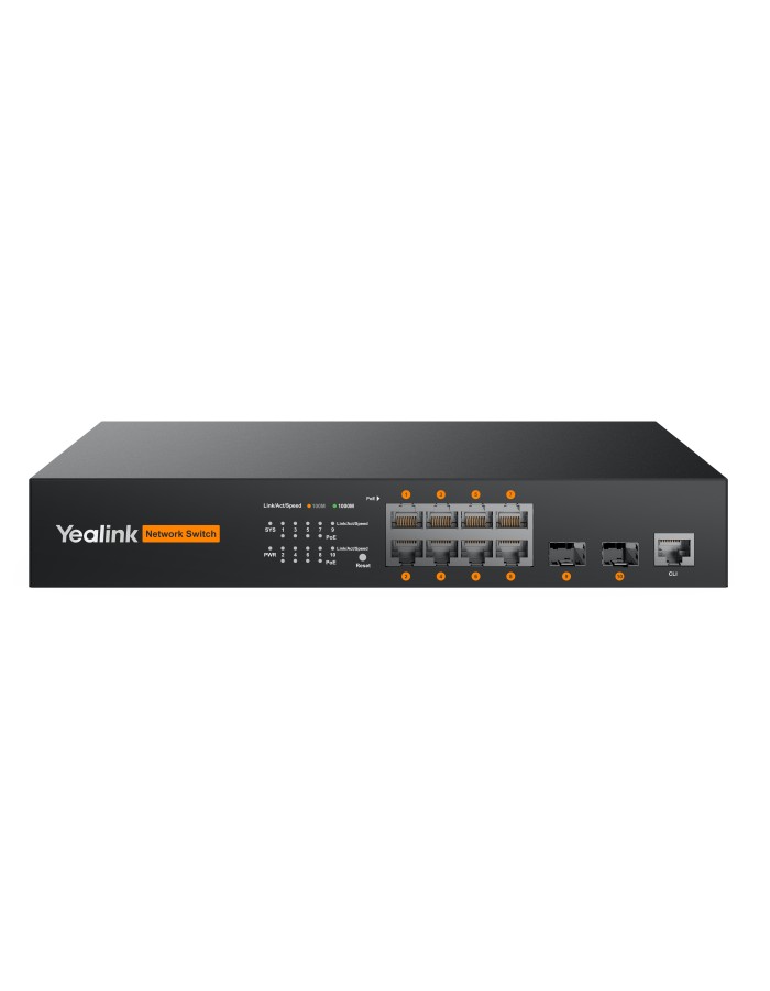Yealink AV Pro Managed Switch 8-Port Gigabit PoE + 2SFP 130W RCHC80 Yealink AV Pro Managed Switch 8-Port Gigabit PoE + 2SFP 130W RCHC80