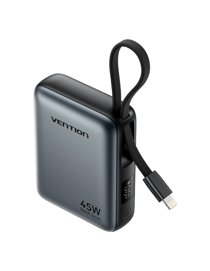Vention Powerbank 10000mAh 45W Built-in USB-C & Lightning Cables FKMH0 Grey Vention Powerbank 10000mAh 45W Built-in USB-C & Lightning Cables FKMH0 Grey